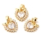 Brass Micro Pave Cubic Zirconia Pendants, Heart, Real 18K Gold Plated, 13x12x4mm, Hole: 4.5x2.5mm