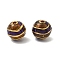 Alloy Enamel Beads, Round, Golden, Coconut Brown, 9.5mm, Hole: 1.8mm
