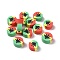 Handmade Polymer Clay Beads, Flat Round, Leaf Pattern, 9.5~10x4.5~5mm, Hole: 1.6mm