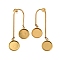 304 Stainless Steel Stud Earring Findings, Earring Settings, Double Flat Round, Golden, 54x27mm, Pin: 0.8mm, Tray: 12mm