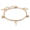 Key and Round Ball Charm 304 Stainless Steel Cable Chain Anklets for Women, Golden, 8-7/8 inch(225mm)