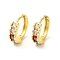 Cubic Zirconia Flower Hoop Earrings, Real 18K Gold Plated Brass Jewelry for Women, Cadmium Free & Nickel Free & Lead Free, Colorful, 13x14.5x2.5~4mm, Pin: 1mm
