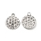 Non-Tarnish 304 Stainless Steel Pendants Rhinestone Settings, Flat Round, Stainless Steel Color, 15x12x2.5mm, Hole: 1.6mm, Fit For 1.5mm Rhinestone