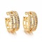Clear Cubic Zirconia Triple Line Column Cuff Earrings, Rack Plating Brass Jewelry for Women, Cadmium Free & Lead Free, Real 18K Gold Plated, 16x15x5.5mm, Inner diameter: 10.5mm
