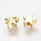 Brass Beads, Nickel Free, Real 18K Gold Plated, Star, 5x5x2.5mm, Hole: 1mm