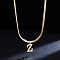 316 Surgical Stainless Steel Initial Pendant Flat Snake Chain Necklaces for Women, Golden, Letter Z, 15.75 inch(40cm)