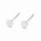 925 Sterling Silver Flat Pad  Stud Earring Findings, Earring Posts with 925 Stamp, Silver, tray: 4mm, 11.5mm, Pin: 0.8mm