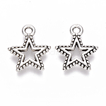 Сплавочные подвески тибетского стиля, звезда, без кадмия и без свинца, античное серебро, 18x15x2 мм, отверстие : 2 мм, Около 1030 шт / 1000 г