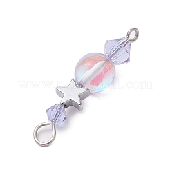 6 шт. 6-цветные стеклянные круглые биконусы и латунные звездочки-бусины-соединители&nbsp;PALLOY-JF03458-02