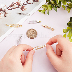 6 шт. 6 стиля застежки для часового ремешка с покрытием из латуни с микропаве из прозрачного кубического циркония&nbsp;ZIRC-OC0001-06