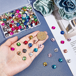 192шт 12 цвета стеклянные кабошоны со стразами&nbsp;GLAA-PH0004-35