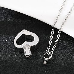 304 нержавеющая сталь кулон в форме сердца урна для праха домашних животных ожерелья&nbsp;NJEW-S455-03P