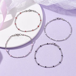 Браслеты из шариковых цепочек из нержавеющей стали 304 с эмалированными шариками для женщин&nbsp;BJEW-JB09866