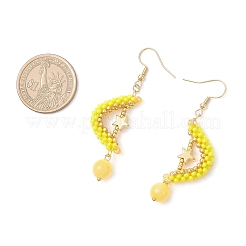 Серьги с подвесками из натурального нефрита машан&nbsp;EJEW-MZ00544-02