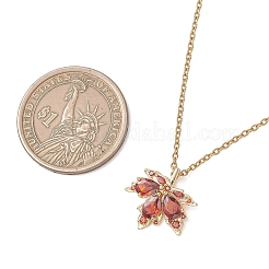 Подвеска в виде кленового листа из латуни с кубическим цирконием&nbsp;NJEW-JN05901-01