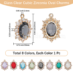 8 шт. 8 стиля подвески из латунного стекла с прозрачным кубическим цирконием&nbsp;KK-BBC0021-24