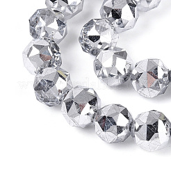 Гальваническое покрытие прозрачных круглых стеклянных бусин в нитях&nbsp;EGLA-T029-8mm-12T-04