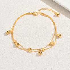 Двухслойные браслеты на щиколотку с кисточками из латуни для женщин&nbsp;CO6617