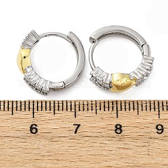 Латунные серьги-кольца из прозрачного кубического циркония&nbsp;EJEW-H158-20A-GP