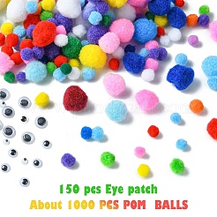 1150 шт. шарики-помпоны из пряжи и подвижные глазки-кабошоны&nbsp;DIY-YW0012-27