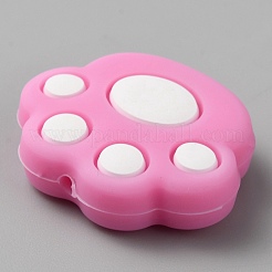 Экологически чистые силиконовые фокусные бусины с принтом кошачьей лапы&nbsp;SIL-WH0012-040K