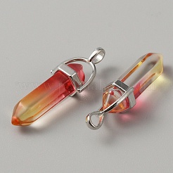 Стеклянные двойные заостренные подвески&nbsp;LS-G-WH0016-41C