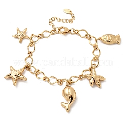 Браслеты с подвесками из нержавеющей стали 304&nbsp;BJEW-P368-08B-G