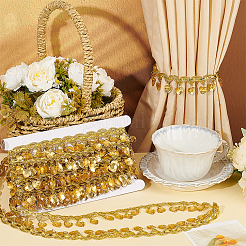 Кружевная лента из полиэстера с пластиковыми подвесками-кисточкой&nbsp;OCOR-WH0078-202A-01