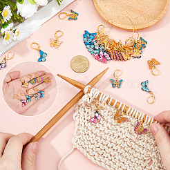 32 шт. 8-х цветные эмалевые подвески-маркеры для фиксации стежков в виде бабочек&nbsp;HJEW-HS00079