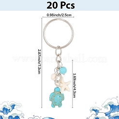 20 брелок с подвеской в виде черепахи с морской звездой из искусственной бирюзы&nbsp;KEYC-CP0001-47A