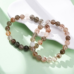 Браслеты из натурального рутилового кварца с круглыми бусинами для мужчин и женщин&nbsp;BJEW-G743-01E