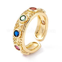 Латунные микро проложить манжеты кольца кубического циркония&nbsp;X-RJEW-M138-09G