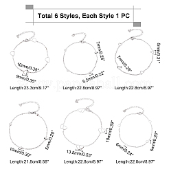 6 шт. 6 стиля браслетов на ногу из нержавеющей стали 304 с цепочкой&nbsp;AJEW-UN0001-12