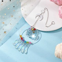 Круглые подвесные ловцы солнца в форме солнца и луны из стекла&nbsp;HJEW-JM04657