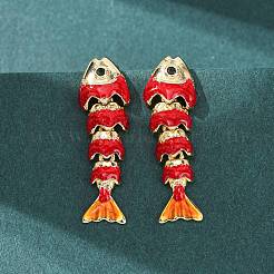 Серьги-гвоздики с подвесками из латуни с микропаве из кубических цирконий&nbsp;EJEW-C174-05G-04