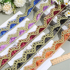 Блестящая кружевная лента из полиэстера&nbsp;SRIB-WH20020-049B