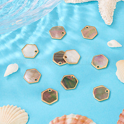 10 шт. натуральные черные шестиугольные подвески-ракушки для губ&nbsp;BSHE-TA0001-25