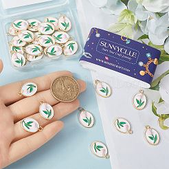 30 шт. подвески из эмалевого сплава с жемчужными бусинами из АБС-пластика&nbsp;ENAM-SC0005-93