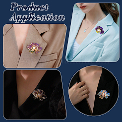 Броши-цветы из цинкового сплава с эмалью и стразами&nbsp;JEWB-WH0001-53G-01