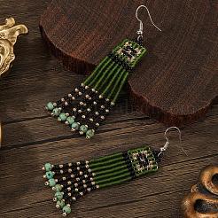 Серьги-люстры ручной работы в богемном стиле из стеклянного бисера.&nbsp;DO8227