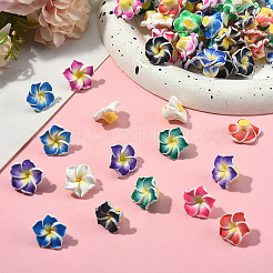 100шт 10 цвета бусины ручной работы из полимерной глины 3d цветок плюмерия&nbsp;CLAY-YW0002-41