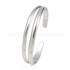 Браслеты-манжеты из нержавеющей стали 304 для женщин&nbsp;LS-BJEW-B147-02P