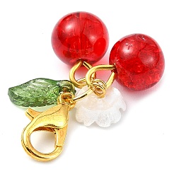 8 шт. 8-х цветные подвесные украшения из вишневого стекла&nbsp;HJEW-JM02716