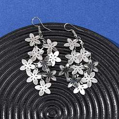 Серьги-подвески в форме цветка из нержавеющей стали 430&nbsp;EJEW-A137-07P