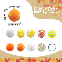 50 шт. 10 стильных акриловых бусин на тему Дня благодарения&nbsp;SACR-SC0001-21