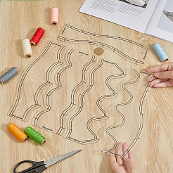 Набор швейных измерительных инструментов из прозрачного акрила (5 шт.)&nbsp;TOOL-WH0136-204