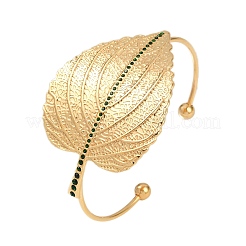 Браслеты-манжеты из нержавеющей стали 304 в виде листа&nbsp;BJEW-V009-02G