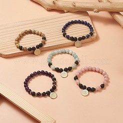 Эластичный браслет из бусин из смешанных натуральных и синтетических драгоценных камней&nbsp;BJEW-JB09312