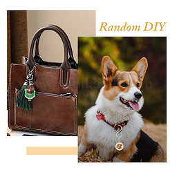 24шт 2 цвета плоский круглый деревянный брелок&nbsp;KEYC-HY0001-08