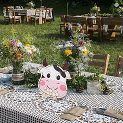 Книга для гостей в стиле коровы из дерева для вечеринки по случаю рождения ребенка&nbsp;AJEW-WH0270-345